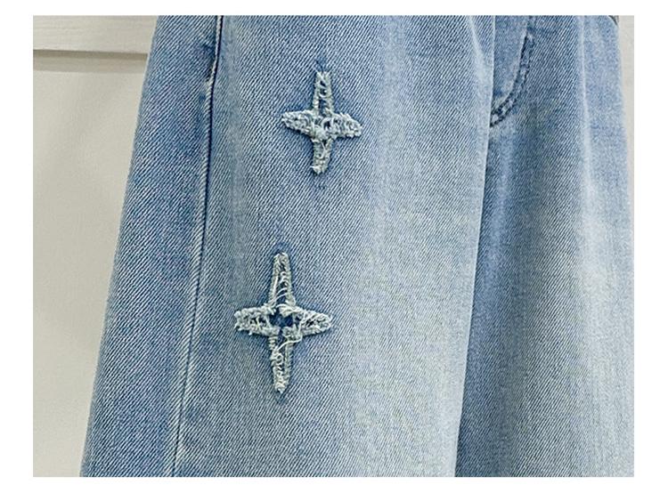 Girls' 2025 Fashionable Wide-Leg Jeans - Spring/Autumn Casual Stylish Straight-Leg Pants