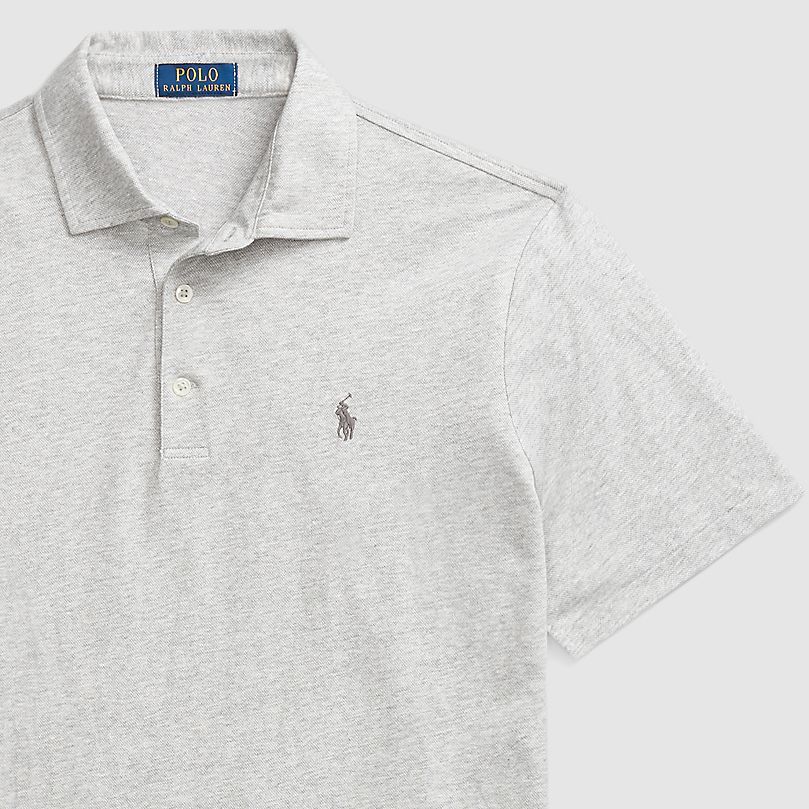 Polo Ralph Lauren SS24 Solid Color Small Pony Embroidered Casual Short Sleeve Polo Shirt Men Polo Shirts Gray MNPOKNI1N822686-020
