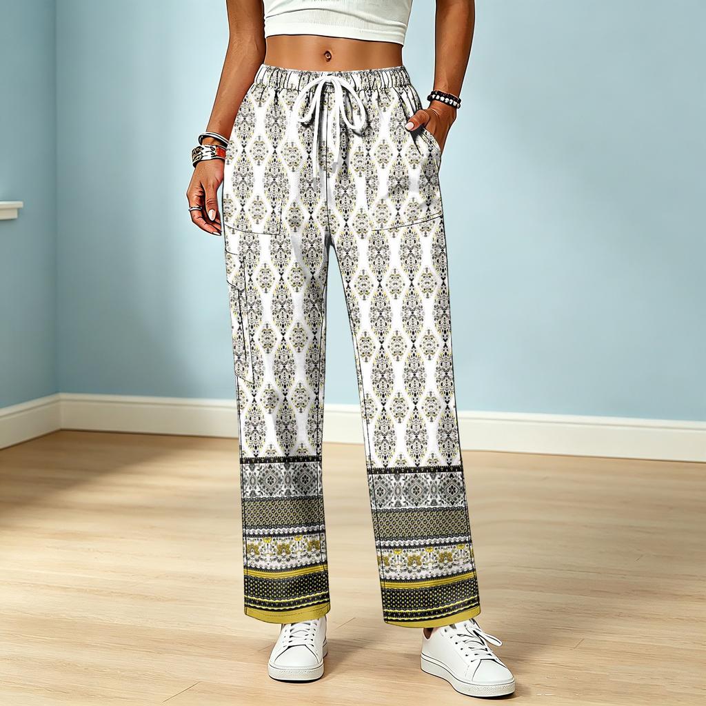 Women's Color Drawstring Elastic Waist Scrub Pants with Pockets for Work and Casual Wear