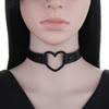 Goth Leather Heart Choker Necklace for Women Girls Adjustable Punk Collar Necklace Kawaii Cute Jewelry
