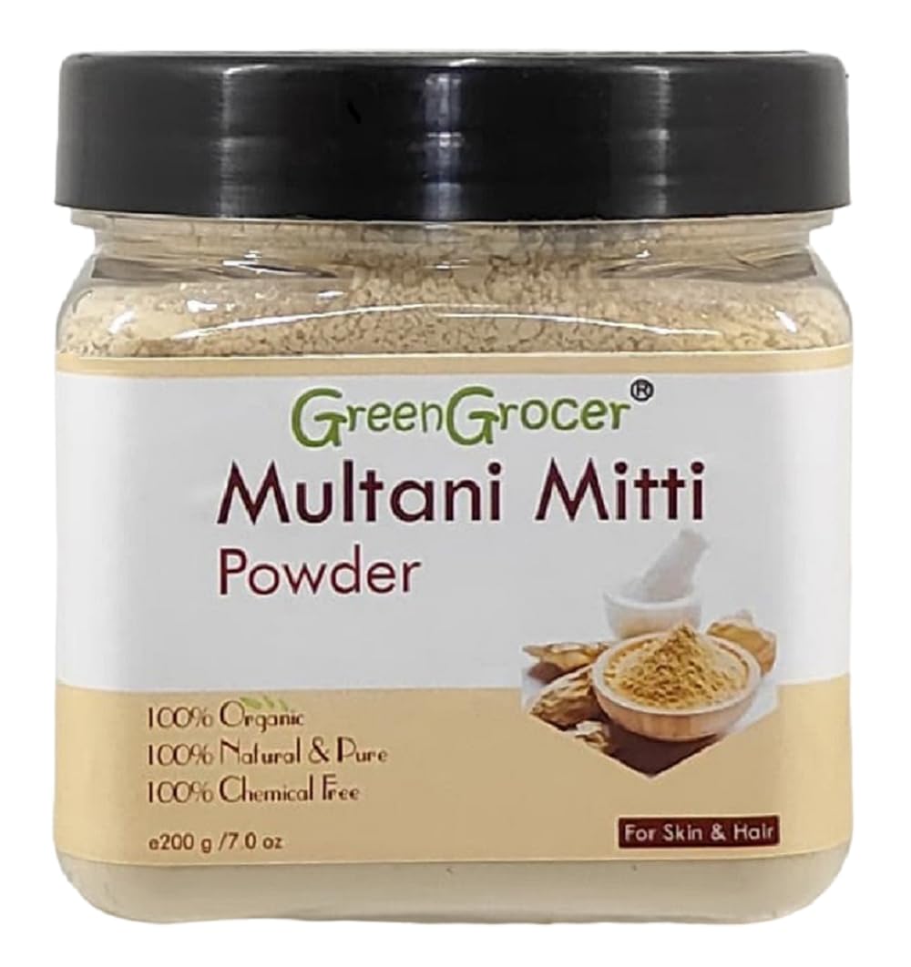 GreenGrocer Natural Multani Mitti Powder Face Pack For Skin And Hair 200g | 100% Organic.