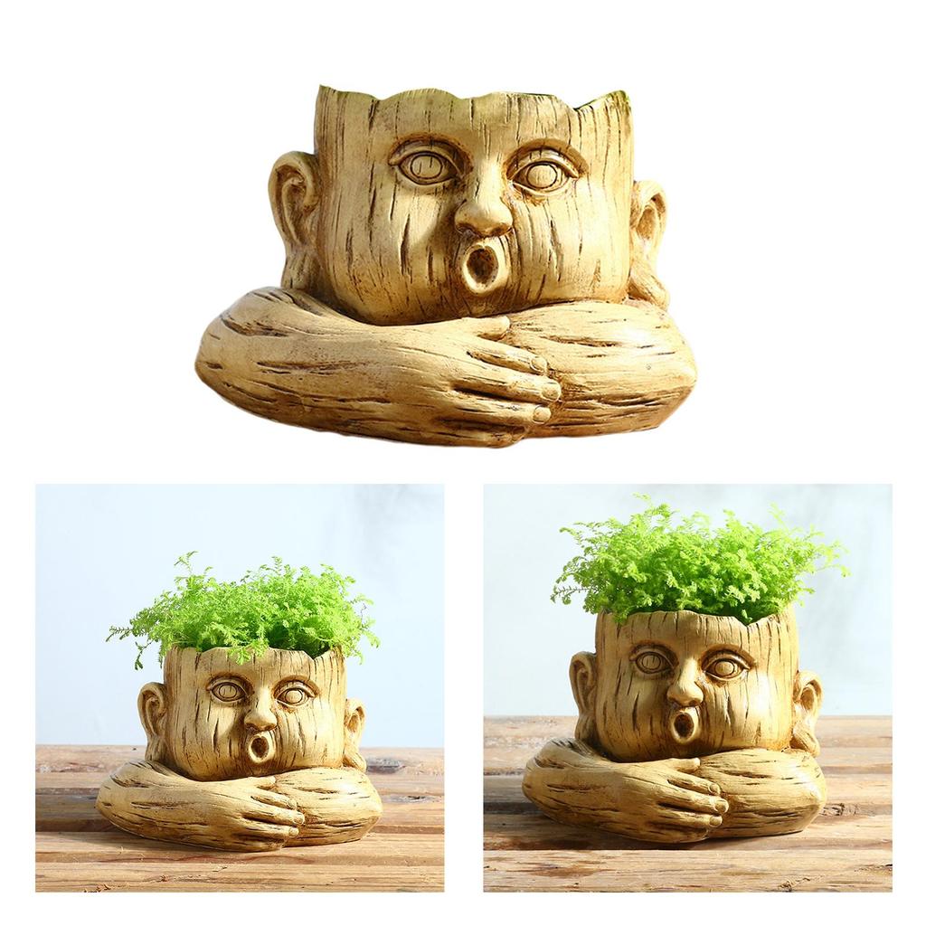 Resin Flower Vase, Creative Human Head Shape Planter Pot Ornaments Home Decor Nordic