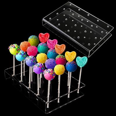 20 löcher Acryl Lollipop Display-ständer Rechteck Display Halter Hochzeit Party Candy Dessert Stick Halter
