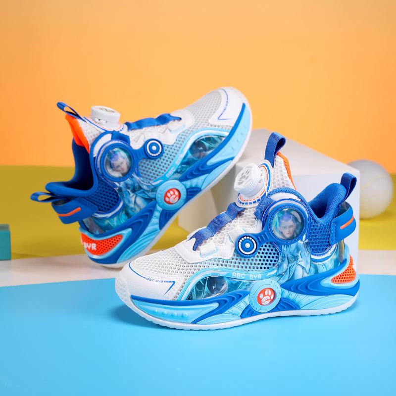 Nezha classmate children's basketball shoes summer new boys' single net hollow sports shoes medium and older children's breathable travel shoes