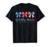 God Bless America Land That I Love Coquette Bow 4th of July T-Shirt
