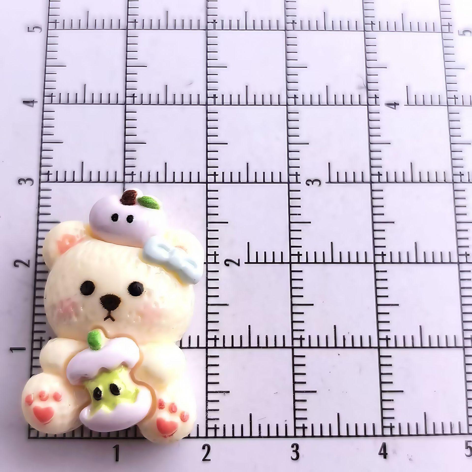 Cute Cartoon Glossy Apple Bear Resin Hair Clips & Phone Case Stickers Small Card