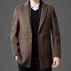 Men's Mid-Length Double-Sided Cashmere Wool Tweed Coat with Down Lining