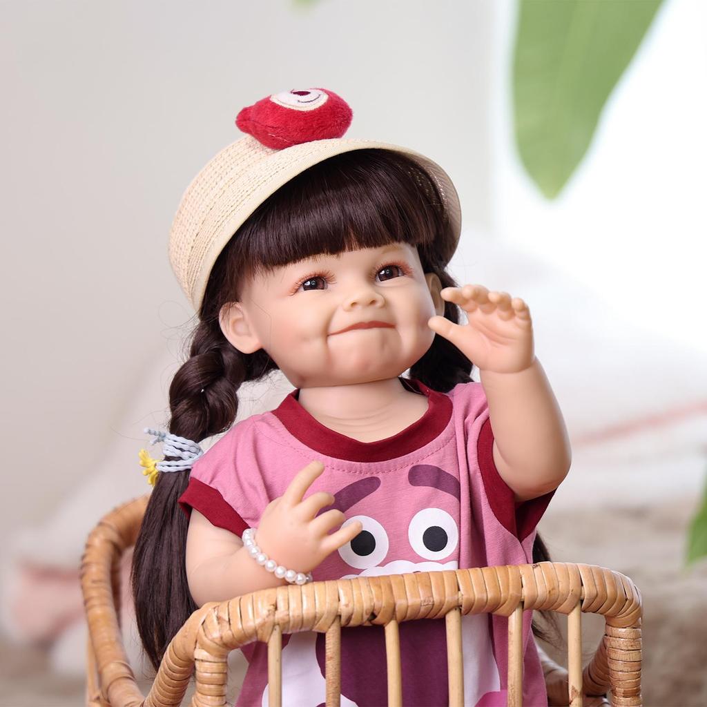 KEIUMI Smiling Reborn Baby Girl Dolls 55 Cm Full Silicone Vinyl Body Bathe Lifelike Princess Bebe Newborn Dolls Christmas Gifts