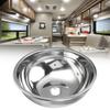 Zlewozmywak okrągły o średnicy 360 mm ze stali nierdzewnej z wykończeniem szczotkowanym, zlewozmywak do kampera z podkładką dźwiękochłonną fo