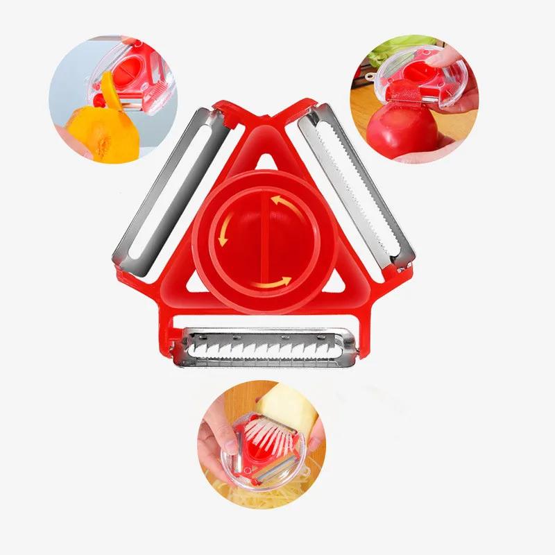 3-in-1 Multi-functional Peeling Knife Shred Planer Peeler Potato Apple Vegetable Artifact Kitchen Grater Multi Peel Blade Gadget