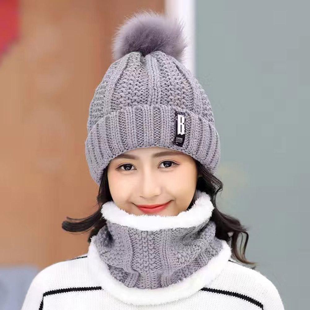 Marke Winter Strickschal Hut Set Dicke Warme Skullies Beanies Hüte für Frauen Solide Outdoor Schnee Reiten Ski Bonnet Caps Mädchen