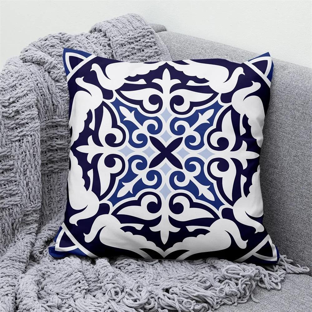 Blue Geometric Decorative Pillowcase Interior Decoration Office Living Room Home Pillowcase
