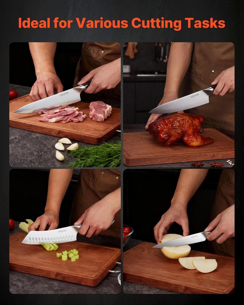 Kitchen Knife Set, 5 Piece High Carbon Stainless Steel Sharp Knife Set, Durable and Rust-Resistant, Professional Kitchen Cutlery with Ergonomic