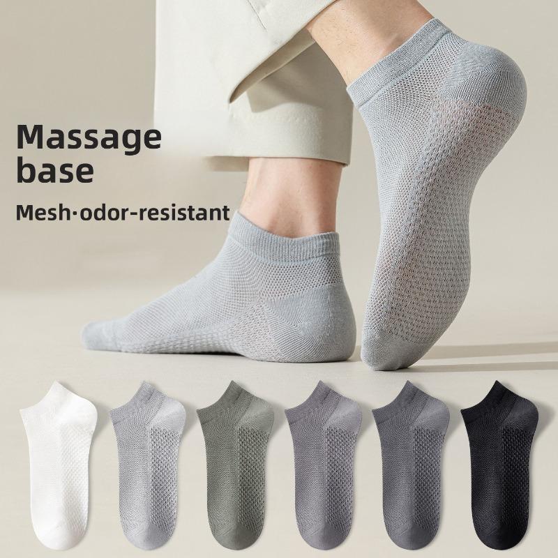 Sock Men's Short-Sleeved Cotton Shorts for Spring and Summer, Breathable, Odor-Resistant, Sweat-Repelling, Mesh Cotton, Invisible Socks