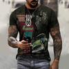 Sommer Ny 3D-trykt US Route 66 Kul Rundhals Herre T-skjorte