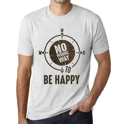 Herren Vintage T-Shirt Grafik T-Shirt No Wrong Way BE Happy Vintage Weiß