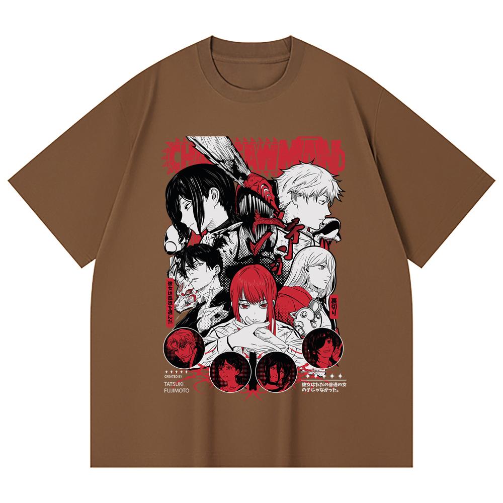 230 Gsm 100% Cotton Chainsaw Man V60 Print Unisex Heavy Cotton T Shirt
