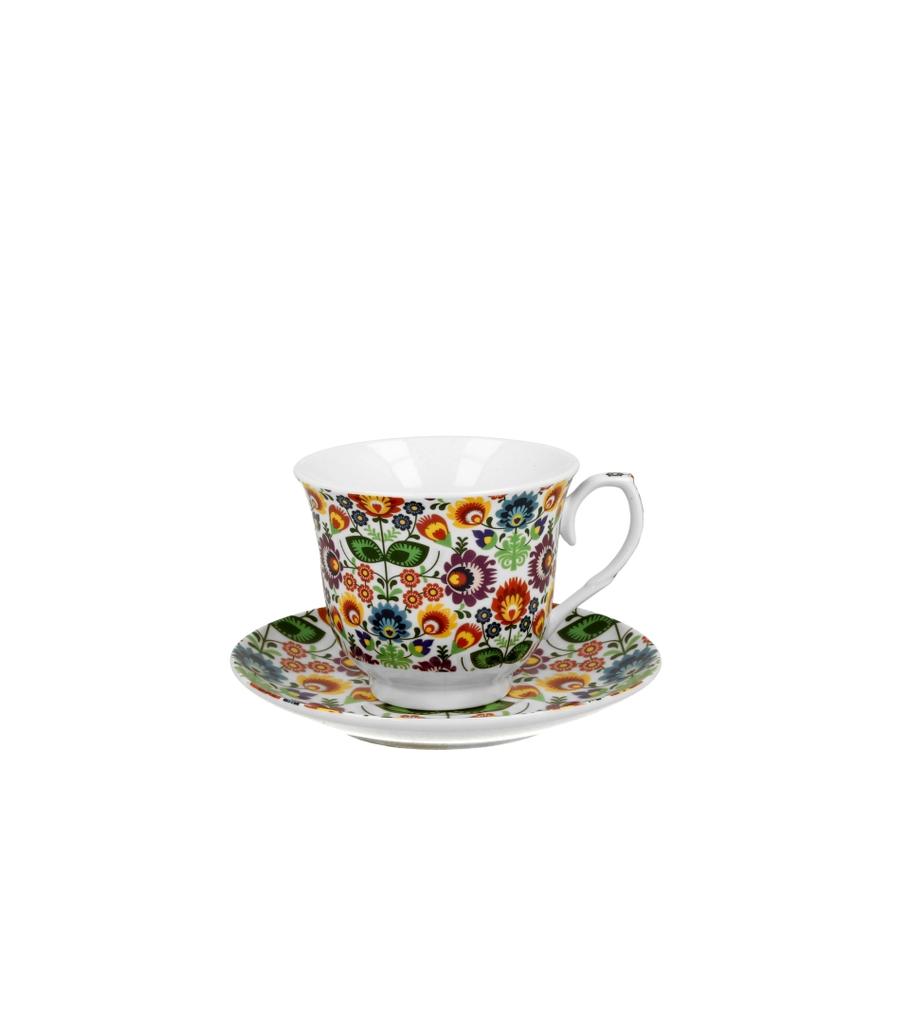 Porcelain Cup and Saucer 250 - Łowicz Folklore