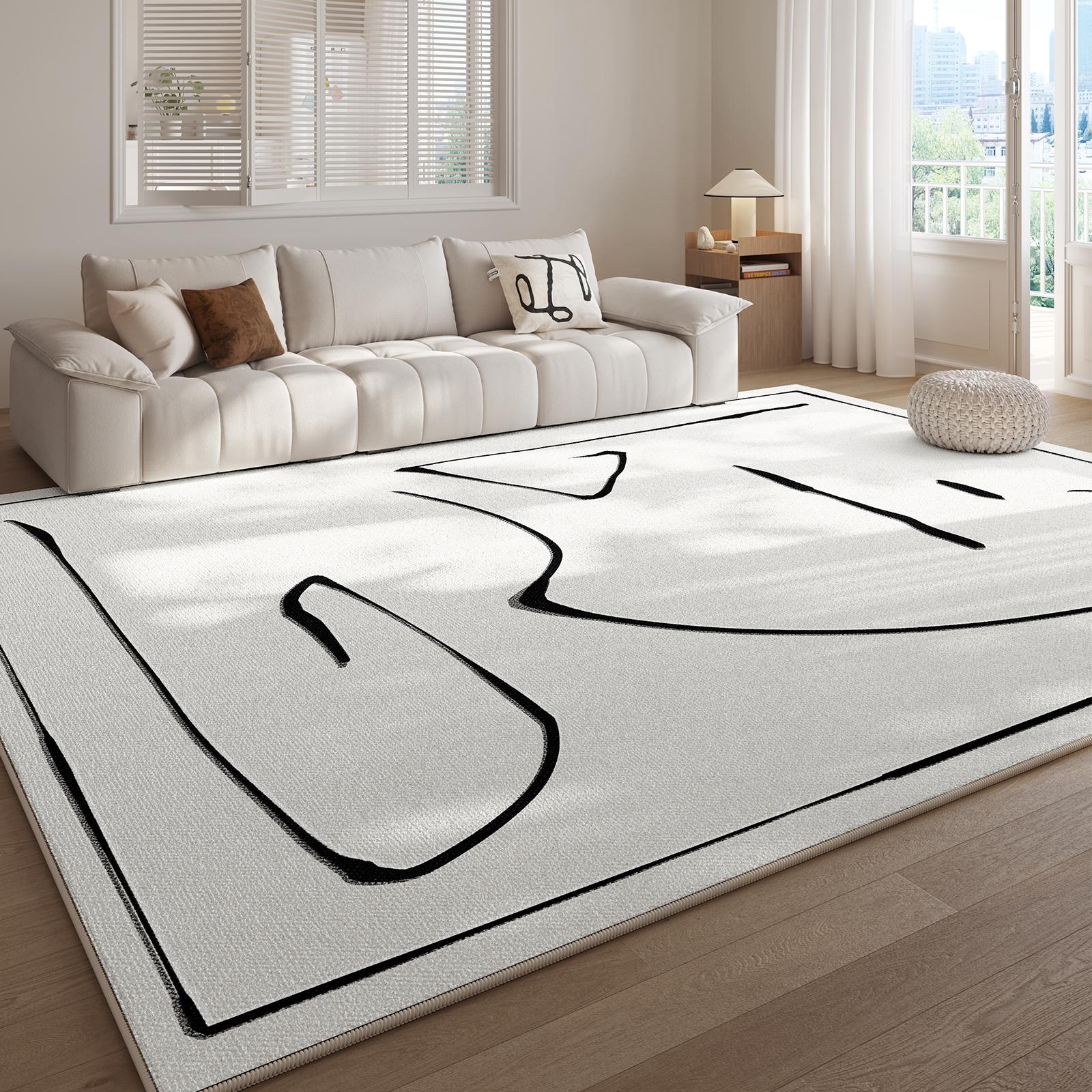 

Minimalist Living Room Decoration Plush Carpet Large Area Line Lounge Rug Soft Fluffy Rugs for Bedroom Thick Anti-slip Floor Mat 80*120cm