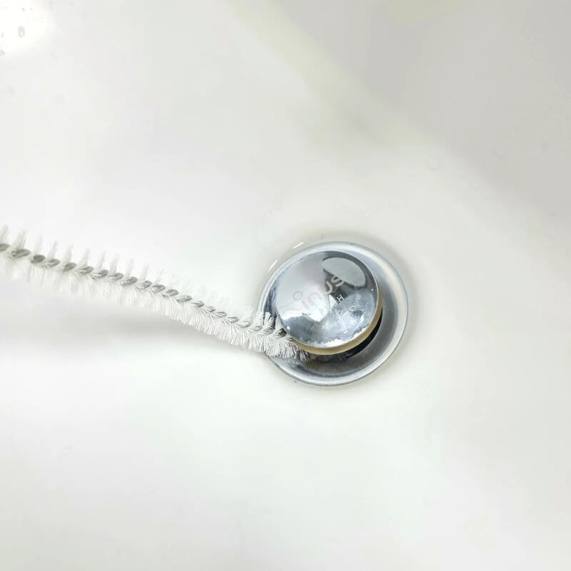 Long drain cleaning brush, bathroom sink crevice wire brush