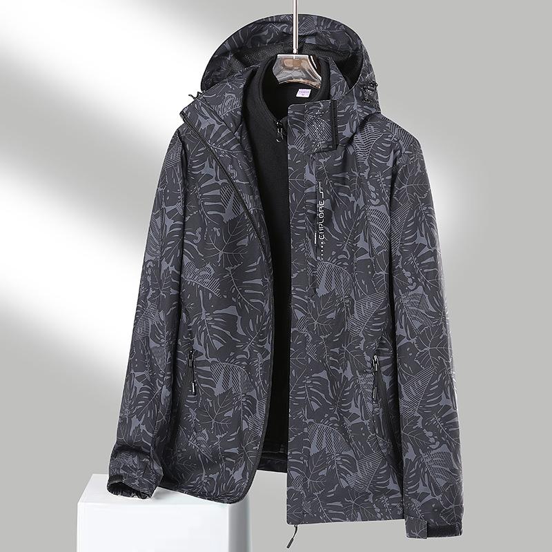 

Women s Outdoor Spring and Autumn Three-in-one Detachable Two-piece Set Plus Velvet and Thickened Camouflage Mountaineering Clothing 4XL