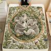 Grassland Koala,pattern Flannel Blanket, High Quality Comfortable for All Seasons, Home Decor, Warmth and Comfort, Perfect for Gifts.