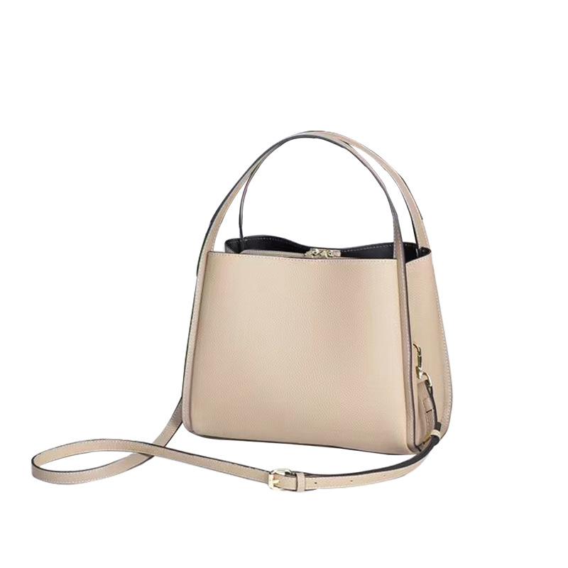 Genuine Leather Hand-held Vegetable Basket New Fashionable Temperament Women's Bucket Bag Togo Cowhide Shoulder Crossbody Bag