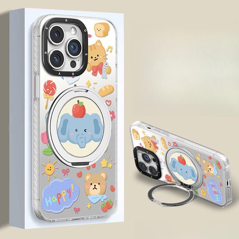 Cute Elephant Stand Suitable for Apple 13 Fulcrum Mobile Phone Case Huawei Pura70pro Magnetic 16 High-end Sense 15