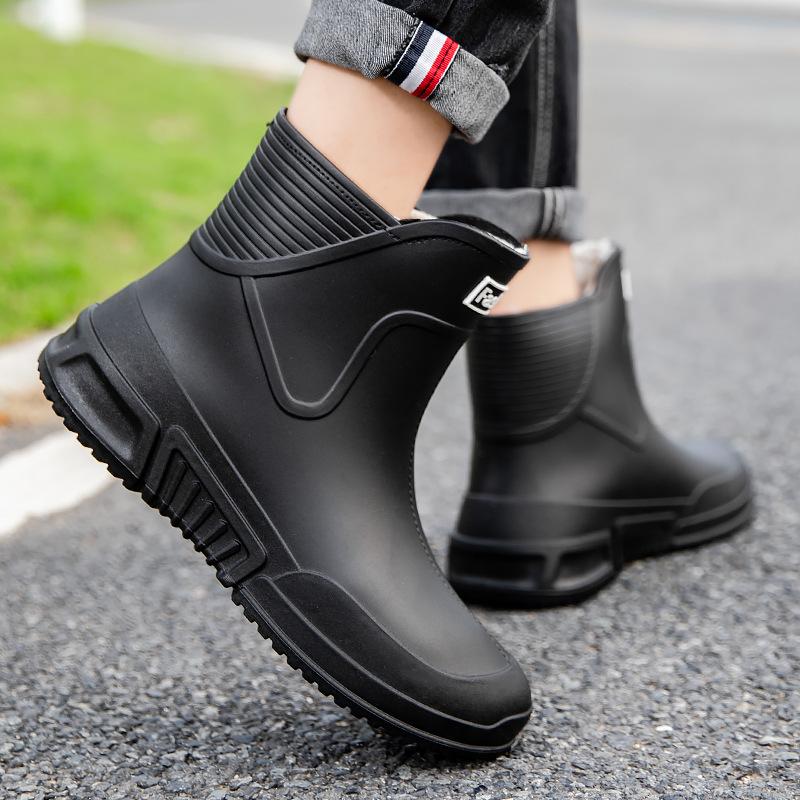 Fashion rain shoes men's trend short tube water shoes outer wear work shoes medium tube waterproof non-slip wear-resistant rain boots women