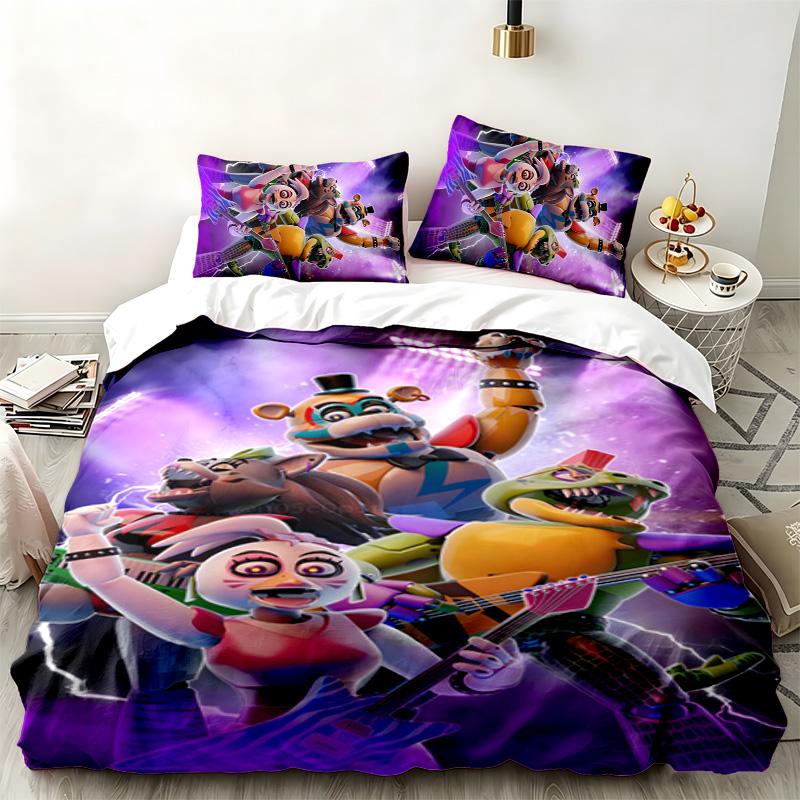 Five nights at freddy 3pc set Perfect for bedroom use Comfortable bedding set includes a duvet cover and two pillowcases Ideal birthday or Christmas g