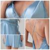 European and American Style Sexy Lace Patchwork Backless Nightdress with Side Slit Women's Suspender Skirt SH8181