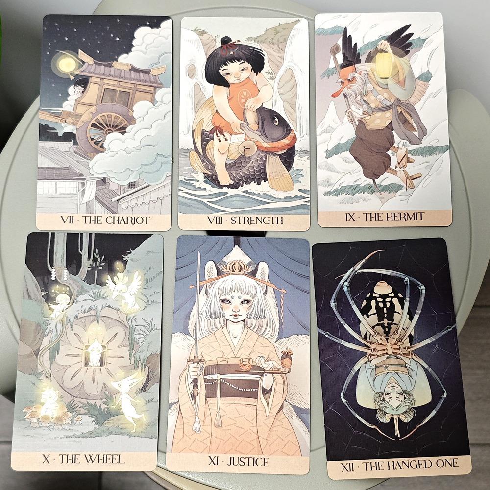 Mazzo Tarocchi Yokai 78 Carte 12*7cm Stampato Goffrato Carta da Gioco