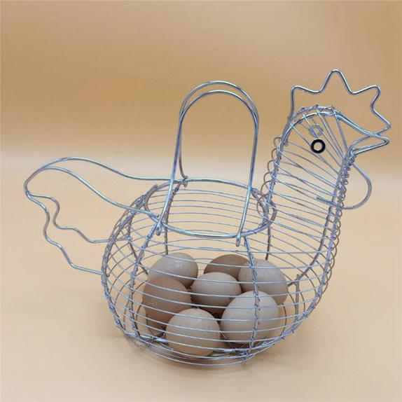 Buy Creative Iron Art Eggs Storage Basket Chicken Shaped Egg Holder