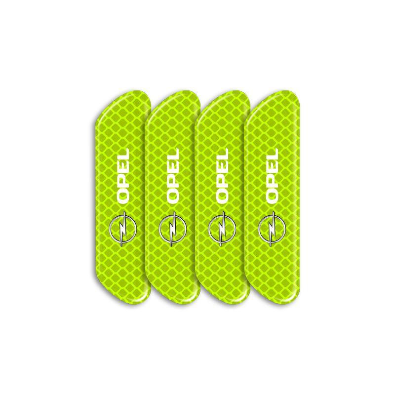 4 STÜCKE Auto Tür Sicherheitswarnung Reflektierende Markierungsaufkleber Emblem Für Opel Astra j g Insignia Corsa d Vectra c Zafira a Auto Gadgets
