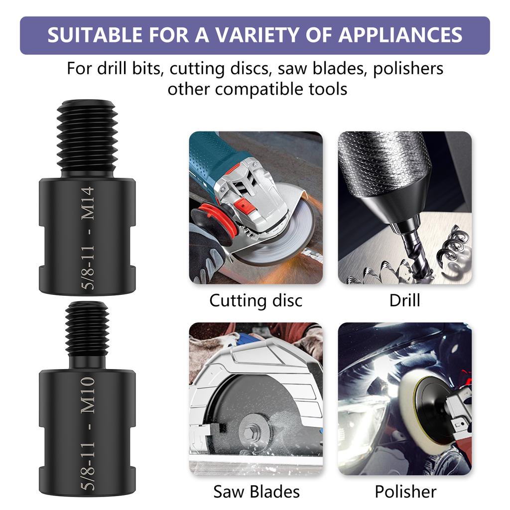 8Pcs M10 and M14 Angle Grinder Converter Adapter Thread Kit CRV Steel Interface Connector for Angle Grinder Polisher