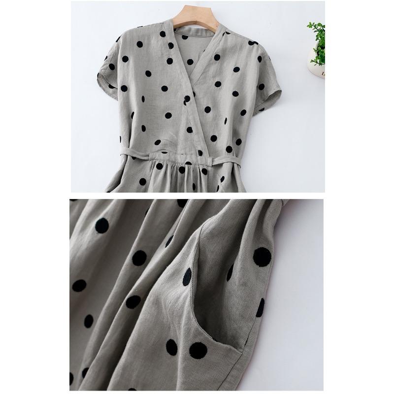 Kleid Temperament Elegant Locker Lässig V-Ausschnitt Punktemusterkleid