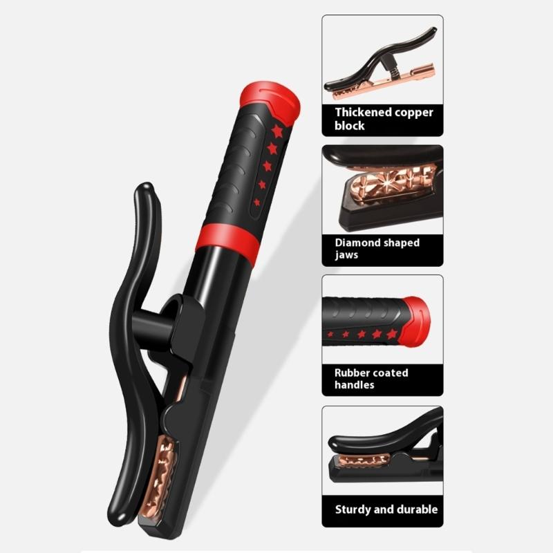 Heavy Duty Copper Welding Electrode Holder Clip Rhombus Jaw Design Welding Tool Pliers Insulated Heat Resistant Grip