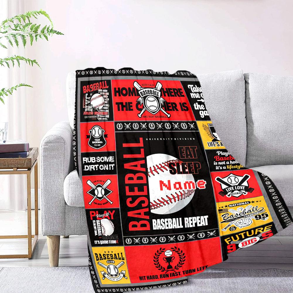 Baseball Passion Quotes And Motivations For Players And Lovers Multipurpose Customizable Blanket Customize Text Warmthful Decor Suitable For Sofa