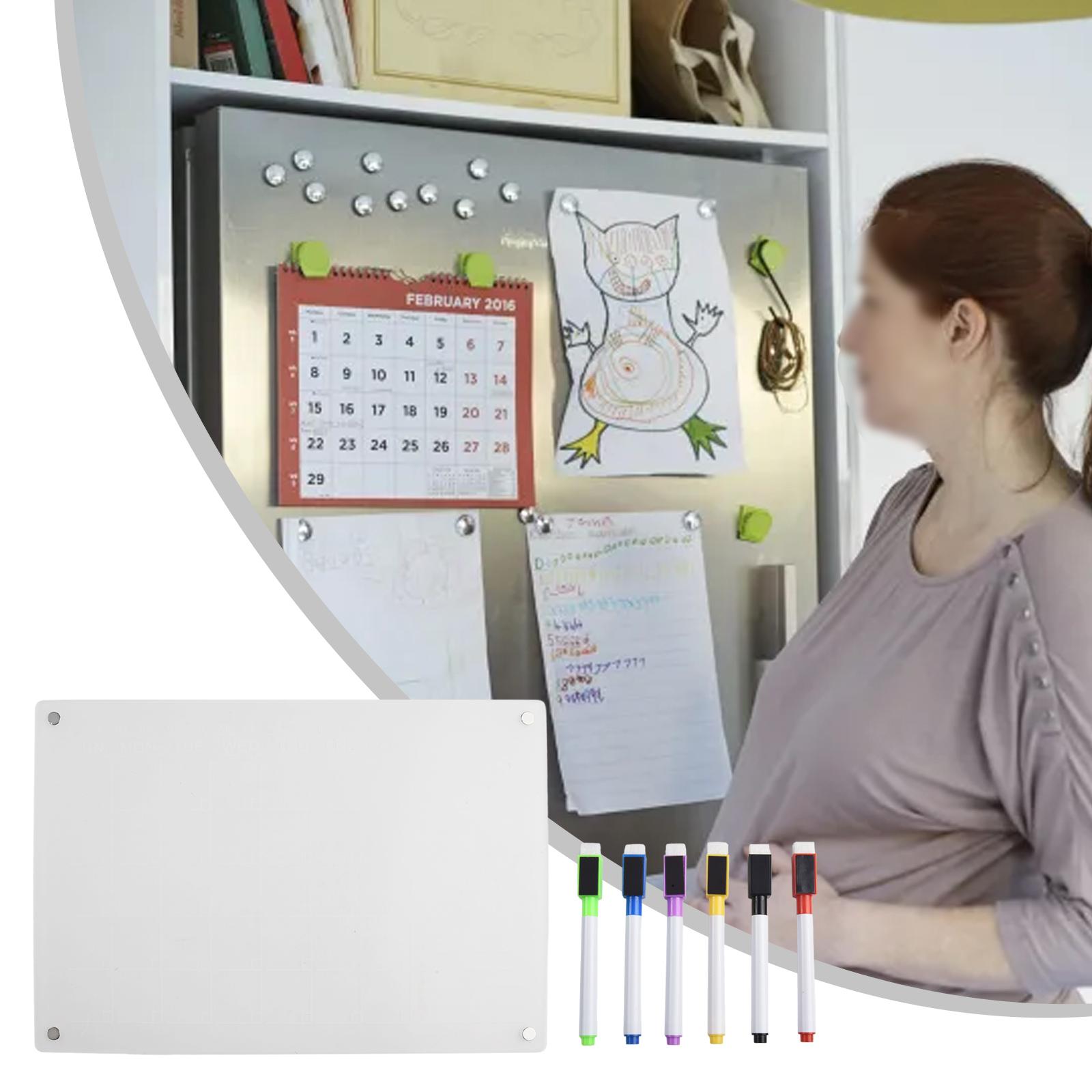 

Акриловый магнитный календарь на холодильник наклейка многоразовая магнитная доска для сухого стирания холодильник сообщение меню с 6 ручками