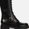 Quality Women's Knee High Boots Black Genuine Leather Winter Shoes Block Heels Lace-up Riding Boot Footwear Shoes Ladies Brand