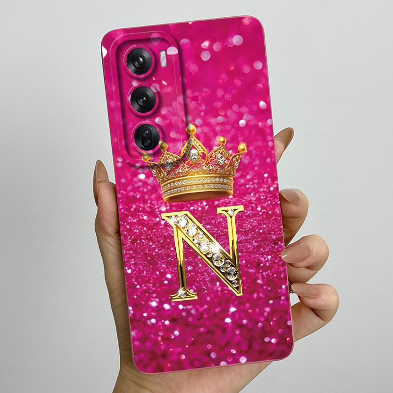 For OPPO Reno 12 Pro 5G Case Crown Letters Liquid Silicone Phone Cover For OPPO Reno12 Reno 12 12Pro Coque CPH2625 CPH2629 Funda