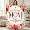 We Love You Mom Floral Coral Fleece Blanket Family Decor