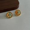 Original geometric natural dried flower stud earrings Mori niche commuting temperament earrings literary and gentle versatile earrings