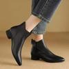 Fashion Pointed Toe Ankle Boots Women Elegant Mid Heels Leather Shoes 2026 Trend Pumps Winter Cozy Large Size Chunky Botas Mujer