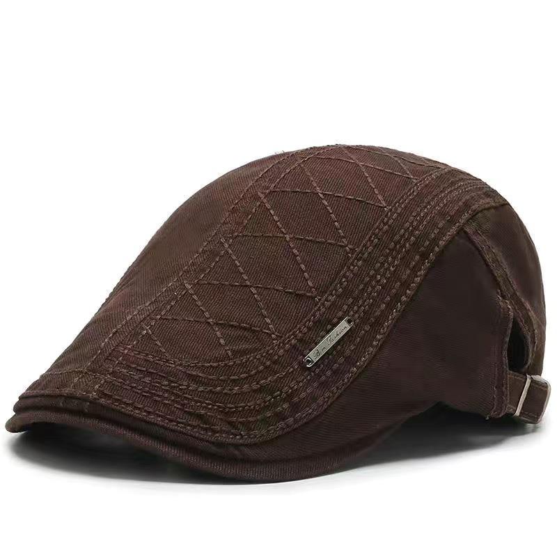 Men's Cotton Vintage Beret Adjustable Gatsby Ivy Irish Newsboy Cap Taxi Driver Cap Solid Color Casual Flat Duckbill Cap