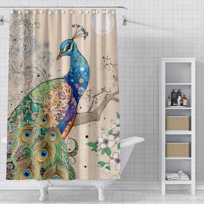 Domácí sprchové závěsy do koupelny voděodolná látka Přírodní Zvířecí Styl koupelnové Závěsy moderní sprchový závěs 180x200 240x200
