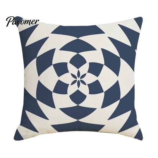Relaxed Texture Pillowcase Geometric Pillow Cover, Washed Linen Look Throw Case with Hidden Nordic Zipper, Minimalist Cushion Cover for Sofa,