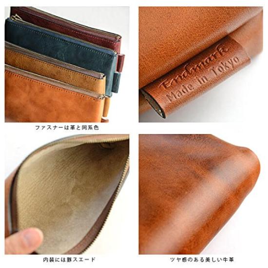 Endmark Genuine Leather Pencil Large Simple Made In Night Blue Case, Capacity, Design, Men's, Japan,