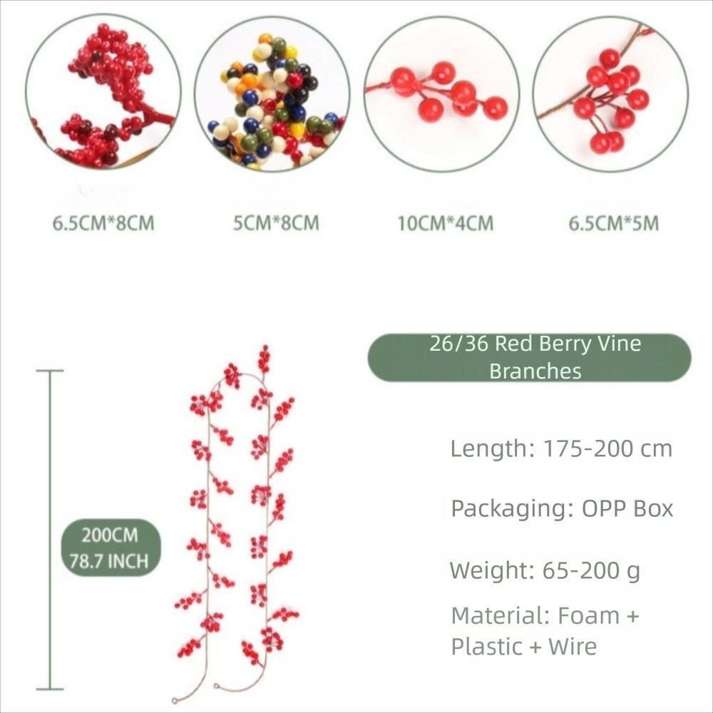 New Vine Artificial Berry Vine Red Berry DIY Craft Xmas Hanging Rattan Holly Fruit Wreath Party