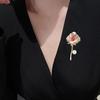 Brooch Pin Three-Dimensional Rose Shape Enamel Drip Technology Pin with Rhinestone Faux Pearl Inlay Suits Coats Dresses Badge